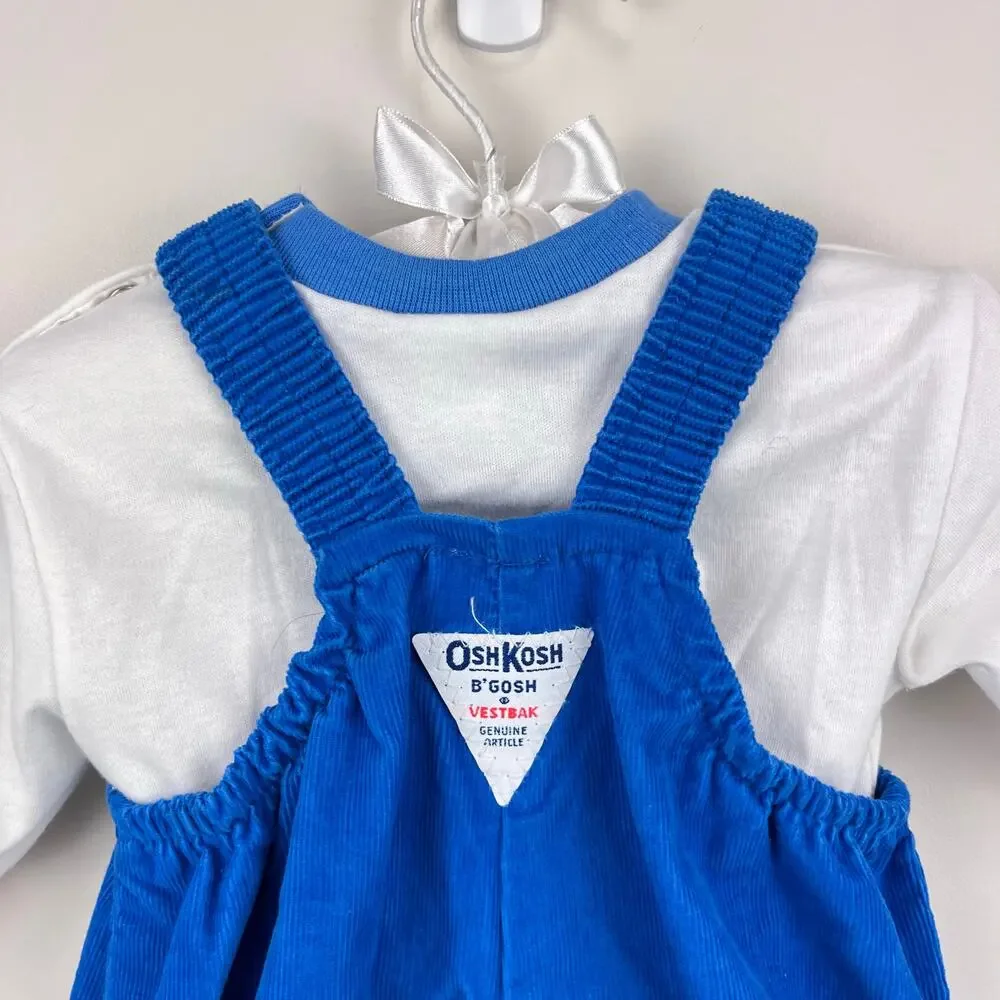 Vintage OshKosh B'gosh Blue Corduroy Winter Overalls Penguin Bear 3-6 Months USA